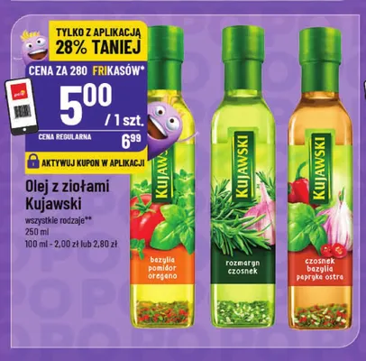 Olej rzepakowy z ziołami bazylia pomidor oregano Kujawski promocja w POLOmarket