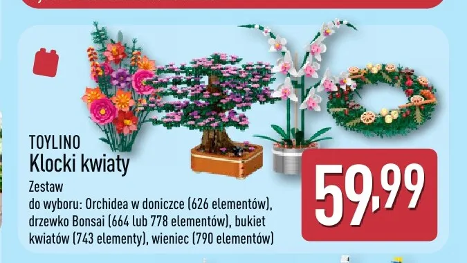 Klocki kwiaty Orchidea w doniczce Toylino promocja w Aldi