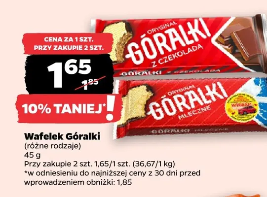 Wafelek Góralki mleczne promocja w Netto