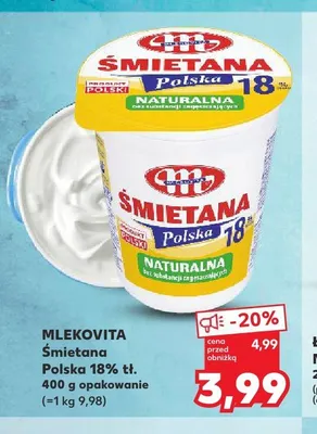 Śmietana Mlekovita Polska 18% promocja w Kaufland