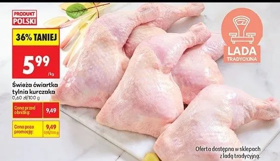 Świeża ćwiartka tylna kurczaka promocja w Biedronka