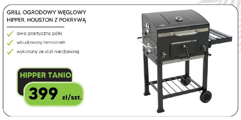 Grill ogrodowy węglowy Hipper Houston z pokrywą promocja w HIPPER.pl