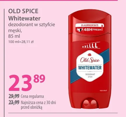 Dezodorant w sztyfcie męski Whitewater Old Spice promocja w Hebe