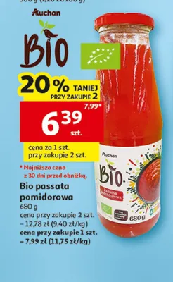 Bio passata pomidorowa Auchan promocja w Auchan