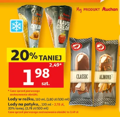 Lody w rożku Auchan promocja w Auchan