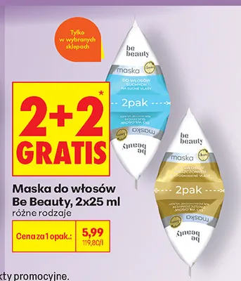 Maska do włosów Be Beauty 2-pak promocja w Biedronka