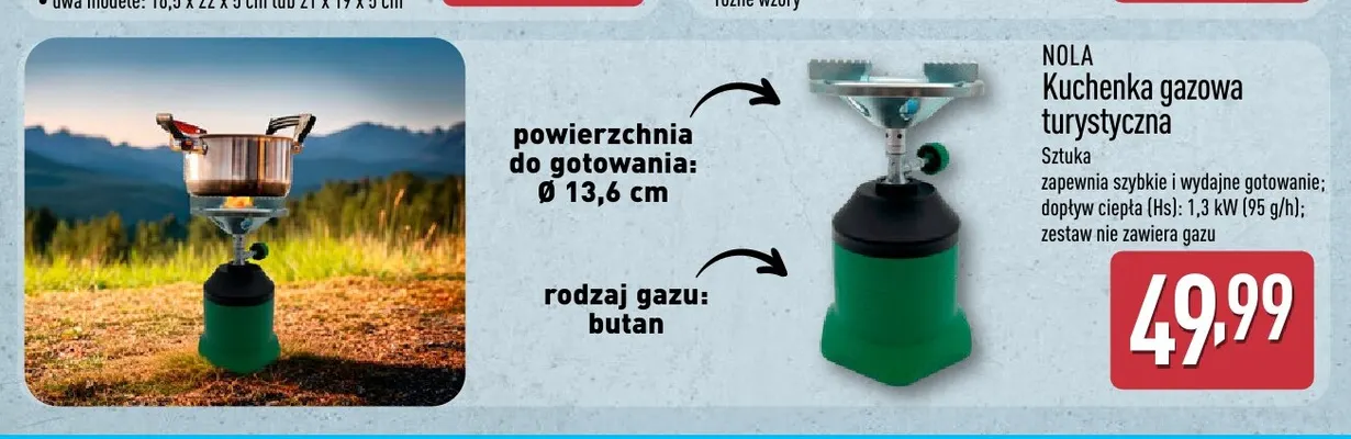 Kuchenka gazowa turystyczna Nola promocja w Aldi