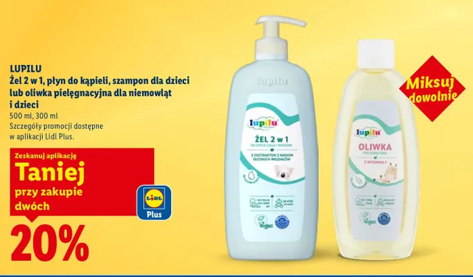 Żel 2 w 1, płyn do kąpieli, szampon dla dzieci lub oliwka pielęgnacyjna dla niemowląt i dzieci promocja w Lidl