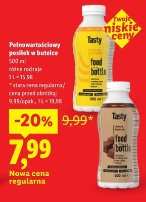 Pełnowartościowy posiłek w butelce Tasty promocja w Lidl