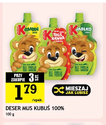 Deser mus Kubuś 100% truskawka marchew promocja w Gram Market