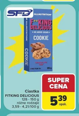 Ciastka Allnutrition Fitking Delicious Cookie Chocolate Chip promocja w Carrefour