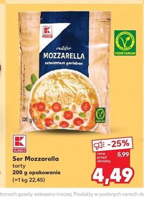 Ser Mozzarella tarty K-Classic promocja w Kaufland