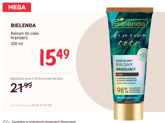 Balsam do ciała brązujący Bielenda Bronzing Coco promocja w Rossmann