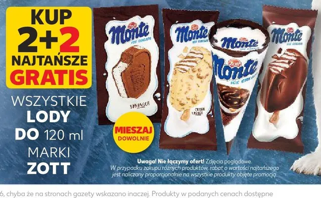 Lody ZOTT Monte promocja w Kaufland