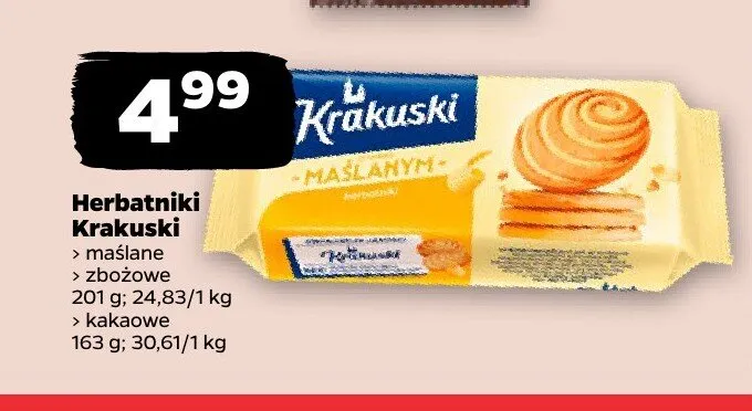 Herbatniki zbożowe Krakuski promocja w Netto