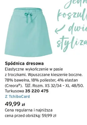 Spódnica dresowa turkusowa Tchibo promocja w Tchibo