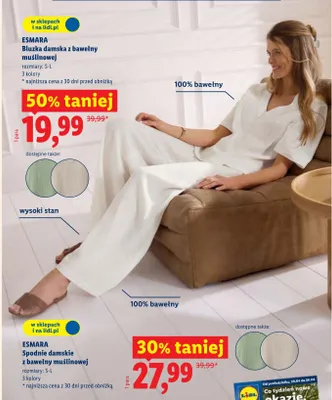 Bluzka damska z bawełny muslinowej promocja w Lidl