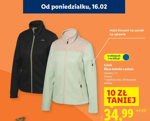 Bluza damska z polaru promocja w Lidl