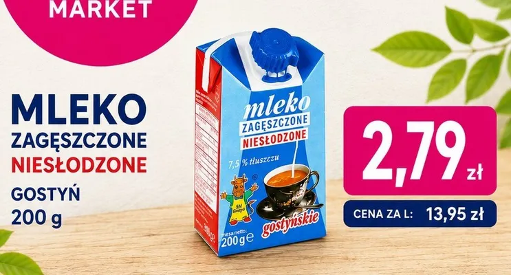 Mleko zagęszczone niesłodzone Gostyń promocja w emma MARKET