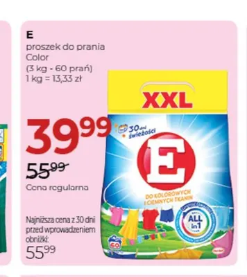 Proszek do prania Color E promocja w Drogerie Jawa