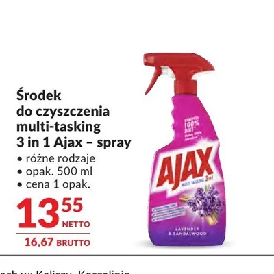 Środek do czyszczenia multi-tasking 3 in 1 Ajax spray Lavender & Sandalwood promocja w Makro