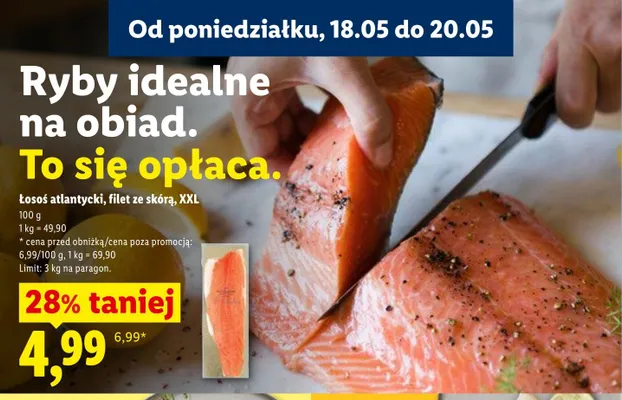 Łosoś atlantycki filet ze skórą XXL promocja w Lidl
