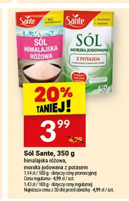 Sól Sante morska jodowana z potasem promocja w Twój Market