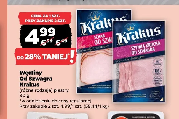Szynka krucha od Szwagra plastry Krakus promocja w Netto