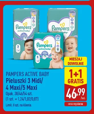Pieluszki Active Baby 4 Maxi Pampers promocja w Aldi
