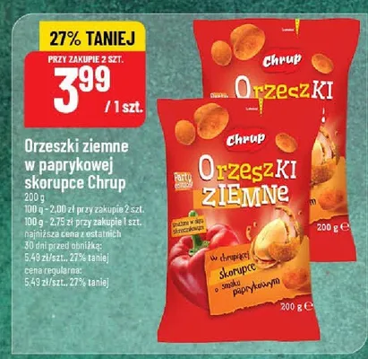 Orzeszki ziemne w paprykowej skórce Chrup promocja w POLOmarket
