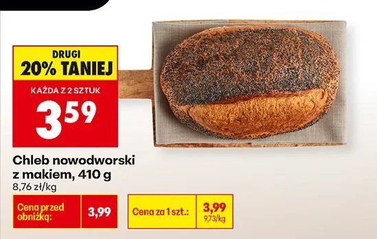 Chleb nowodworski z makiem promocja w Biedronka