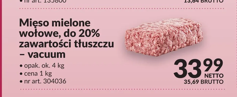 Mięso mielone wołowe do 20% zawartości tłuszczu - vacuum promocja w Makro