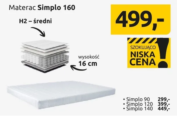 Materac Simplo 160 H2 - średni promocja w Black Red White