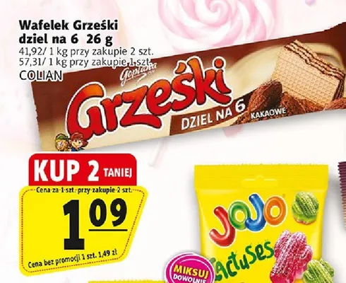 Wafelek Grześki dziel na 6 kakaowe promocja w Prim Market