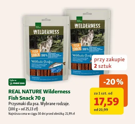 Przysmaki dla psa REAL NATURE Wilderness Fish Snack promocja w MAXI ZOO