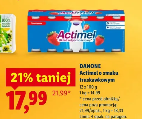 Actimel o smaku truskawkowym promocja w Lidl