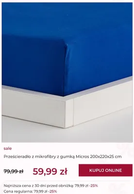 Prześcieradło z mikrofibry z gumką Micros 200x220x25 cm home & you promocja w home&you