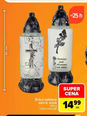 Znicz szklany Krzyż promocja w Carrefour