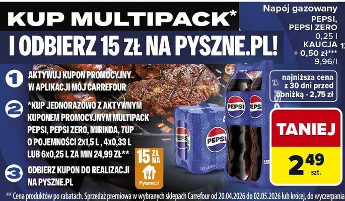 Napój gazowany Pepsi promocja w Carrefour Market