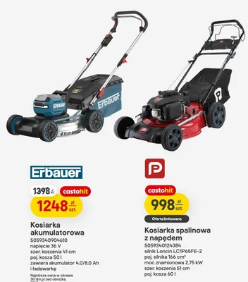 Kosiarka akumulatorowa 5059340904610 napięcie 36V szer. koszenia 41cm poj. kosza 50l zawiera akumulator 4,0/8,0Ah i ładowarkę promocja w Castorama