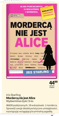 Książka Iris Starling Mordercą nie jest Alice promocja w Empik