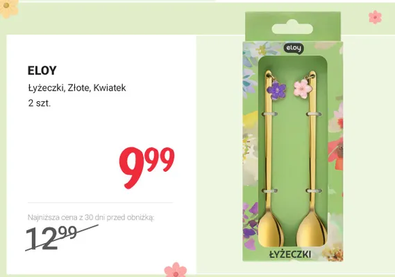 Łyżeczki złote, kwiatek 2 szt. promocja w Rossmann