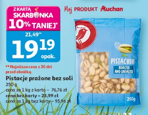 Pistacje prażone bez soli promocja w Auchan