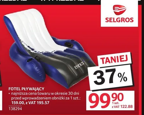 Fotel pływający Intex promocja w Selgros