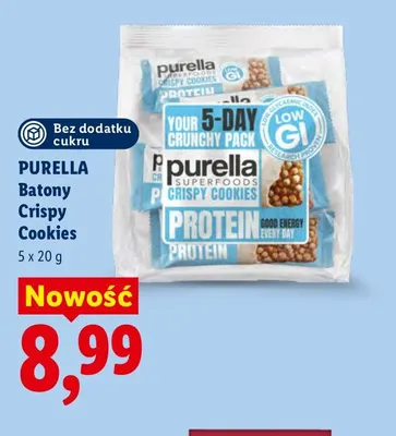 Batony Crispy Cookies Purella 5-pak promocja w Lidl