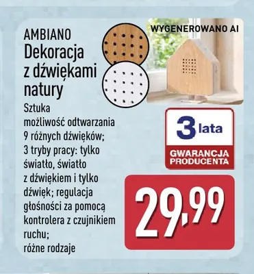 Dekoracja z dźwiękami natury Ambiano promocja w Aldi
