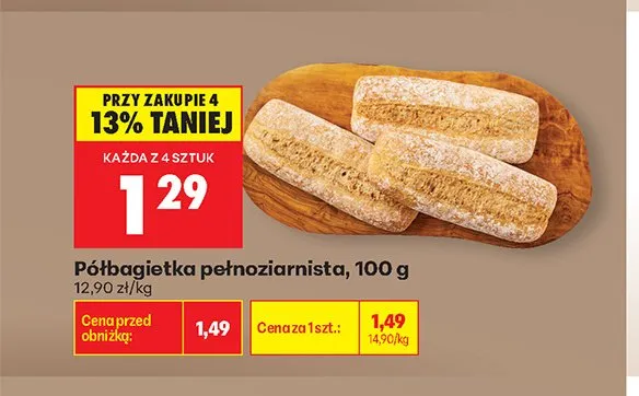 Półbagietka pełnoziarnista promocja w Biedronka