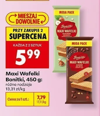 Maxi Wafelki Bonitki orzechowe promocja w Biedronka