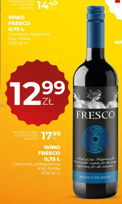 Wino czerwone półwytrawne Fresco promocja w Duży Ben