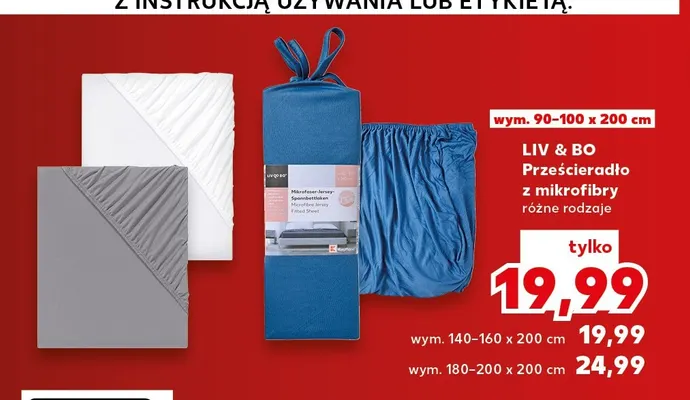 Prześcieradło z mikrofibry Liv & Bo 90-100x200 cm promocja w Kaufland